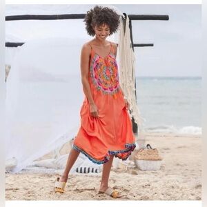 Sundance Ruby Yaya Meadow Mandala Orange Embroidered Boho Festival Beach Size M